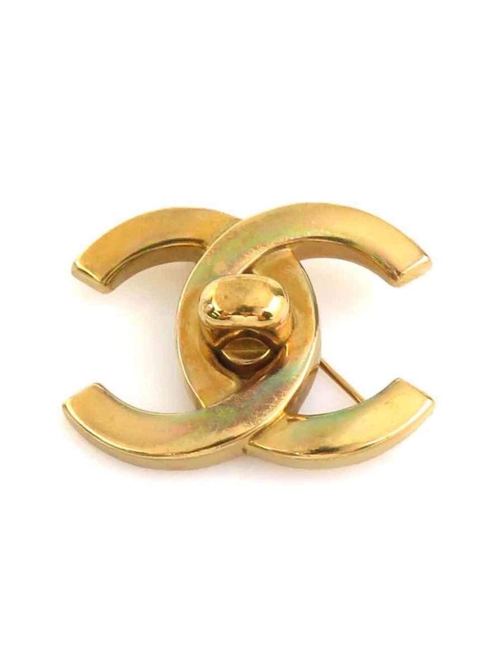 Chanel Cc Logo Brooch Gold-Tone Metal #209041C85B